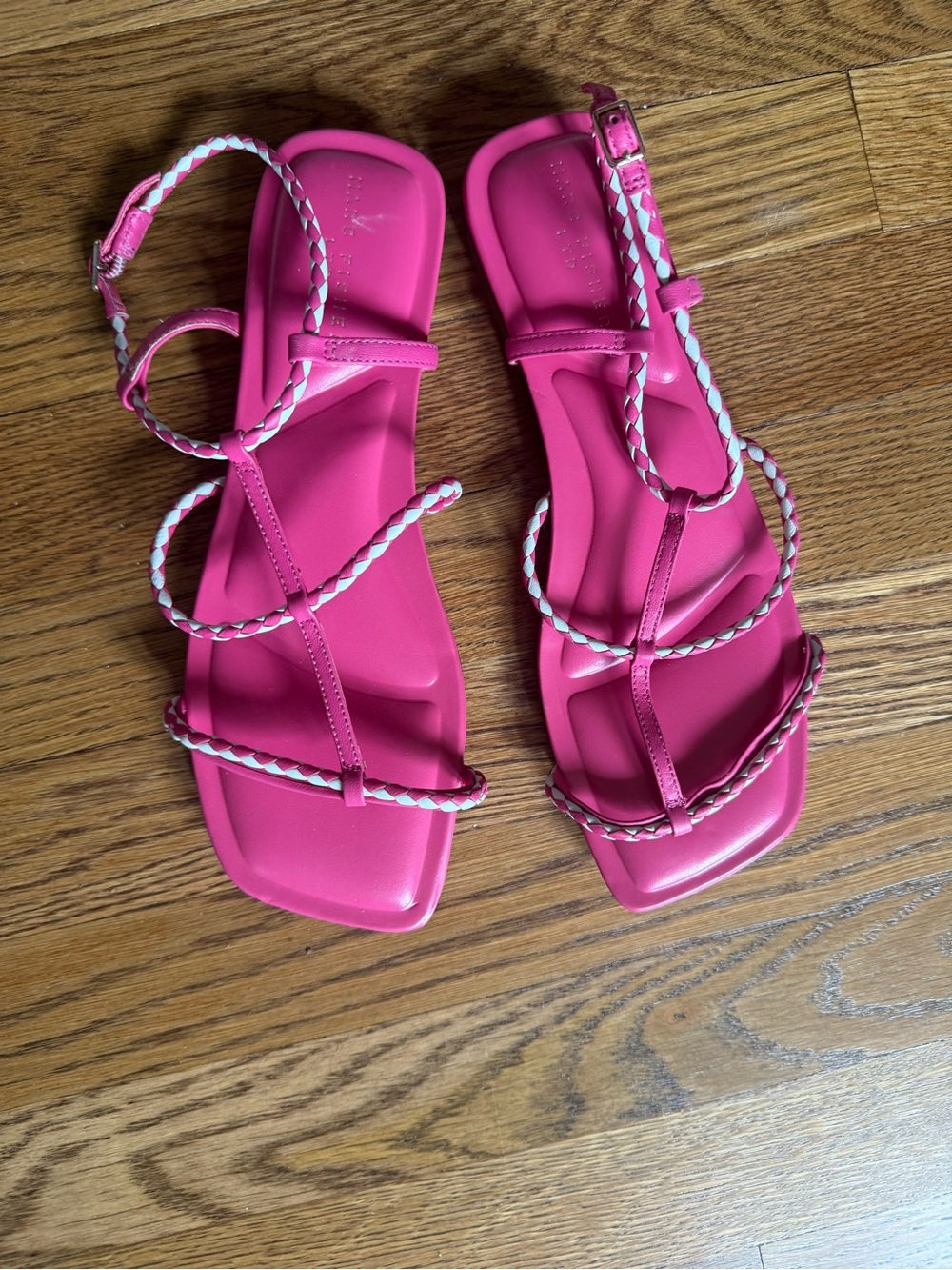 Marc Jacobs Hot Pink Braided Strap Flat Sandals